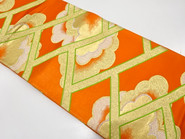 JAPANESE KIMONO / ANTIQUE FUKURO OBI / SILK / WOVEN CLOUDS